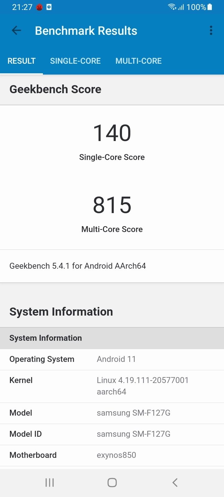 Geekbench5 Benchmark