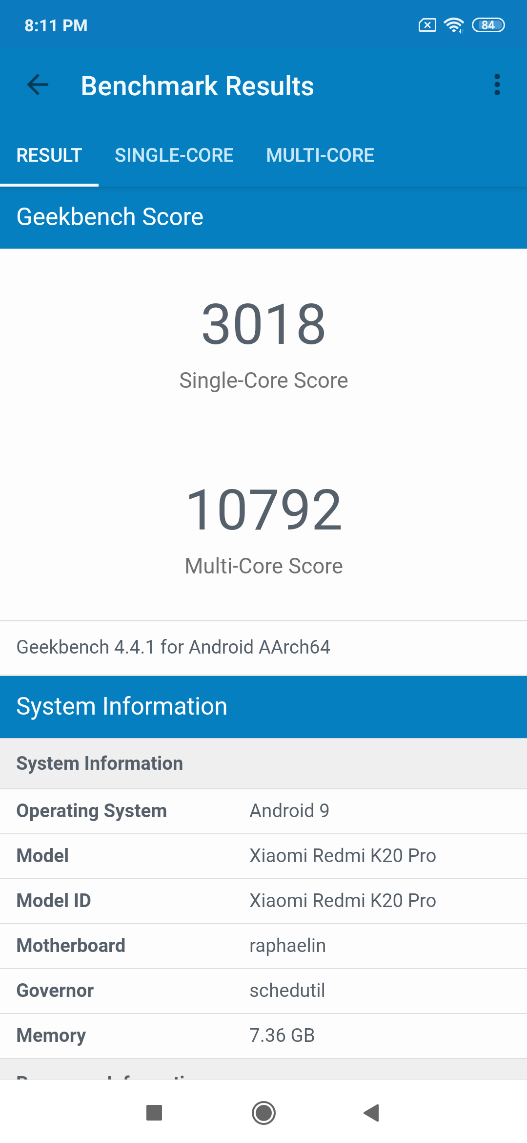Geekbench4 Benchmark