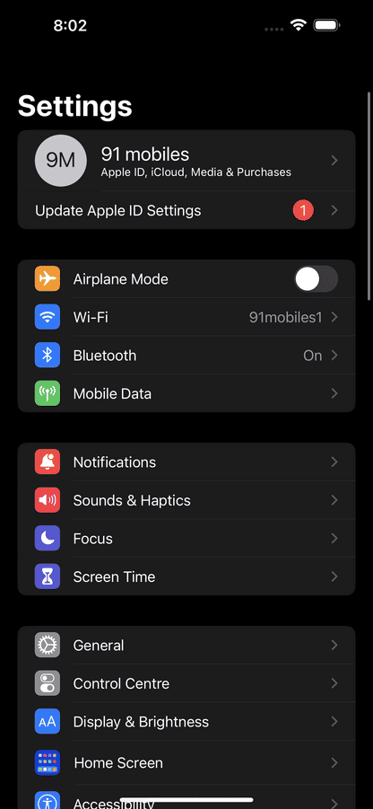 iphone 14 pro max screen settings