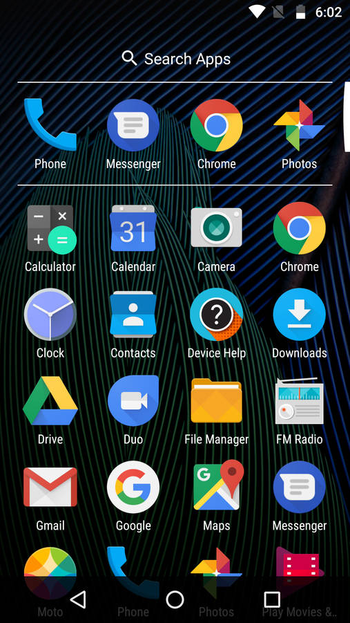 Moto G5 Plus App Drawer