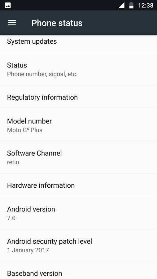 Moto G5 Plus OS Version