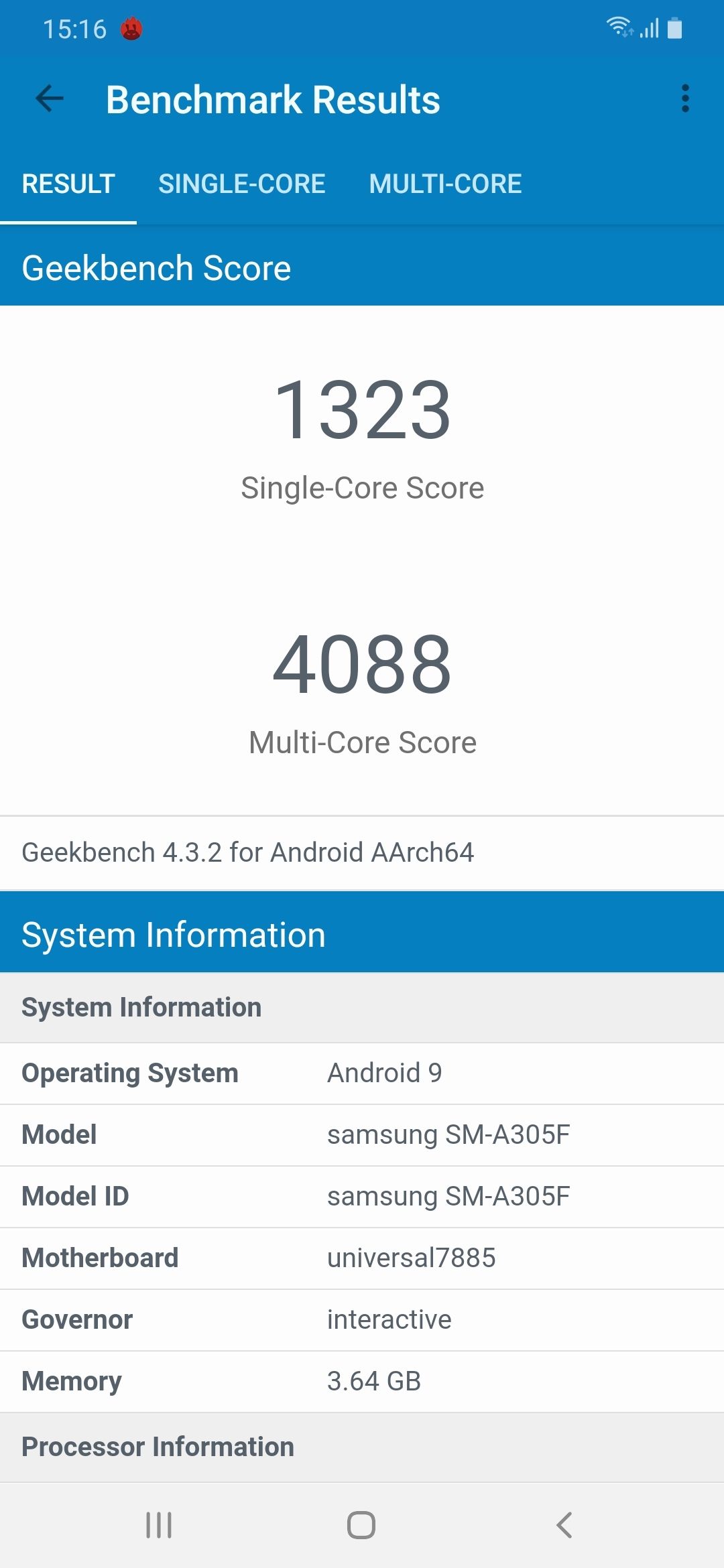 Geekbench4 Benchmark