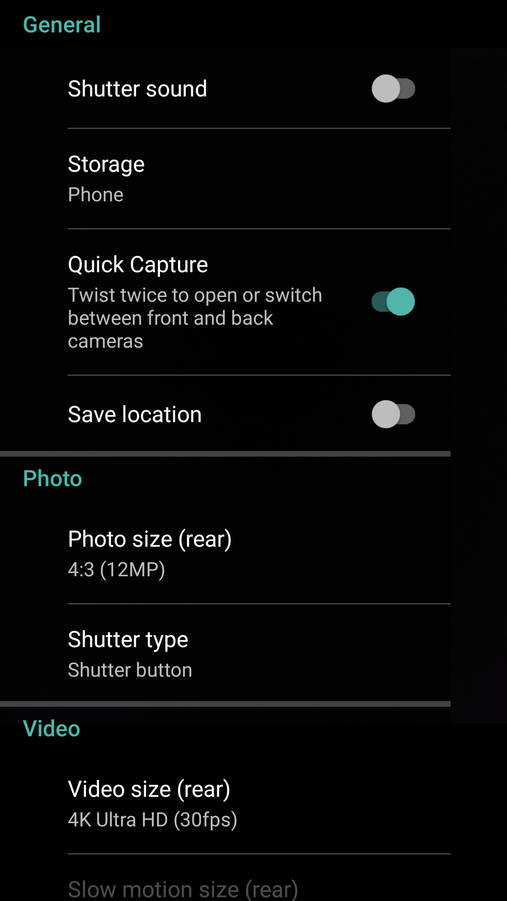 Moto G5 Plus Camera Settings