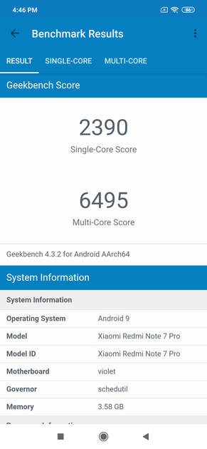 Geekbench4 Benchmark
