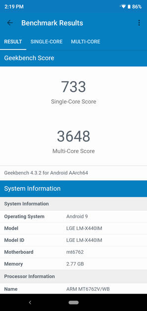 Geekbench4 Benchmark