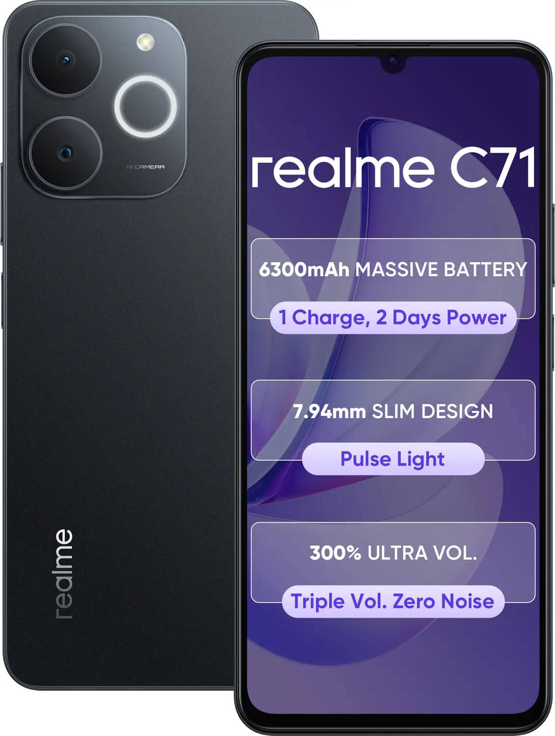 realme C71 本体、黒、6/128GB, 充電器含み realme C71 本体、黒、6/128GB, 充電器含み realme C71 本体、黒