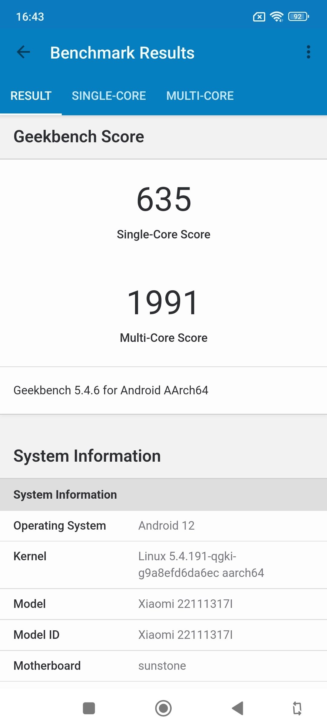 Geekbench5 Benchmark