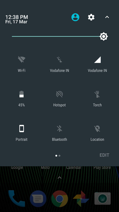 Moto G5 Plus Quick Settings Panel