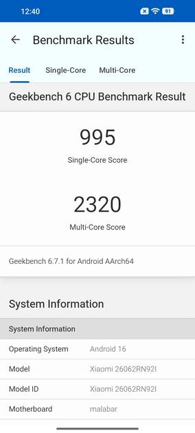 Geekbench6 Benchmark