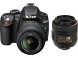 Compare Nikon D3200 (AF-S 18 -55mm f/3.5-5.6 VR II Kit and AF-S DX 35 mm f/1.8G Lens) Digital SLR Camera