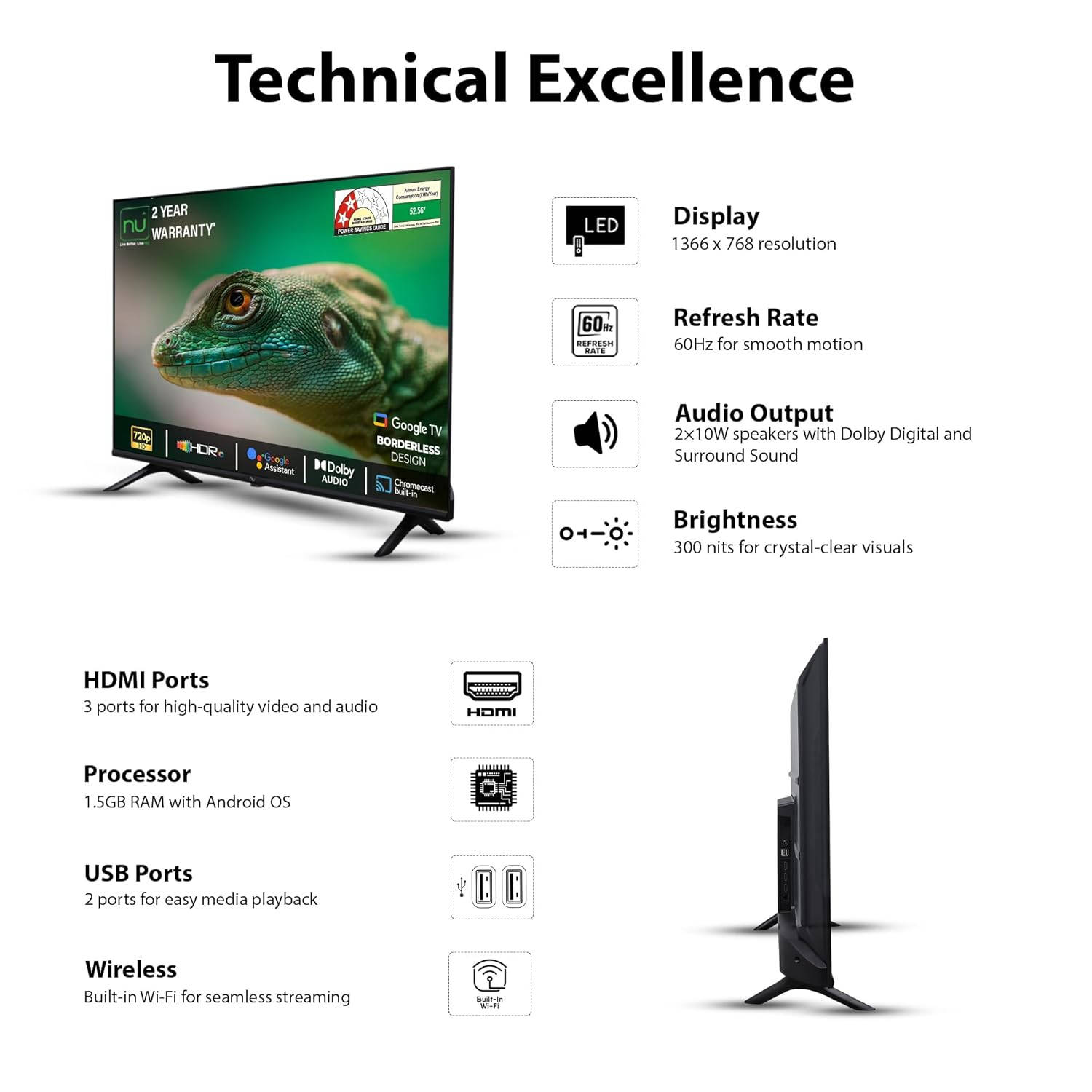 Nu LED32QUGNX 32 inch (81 cm) QLED HD-Ready TV