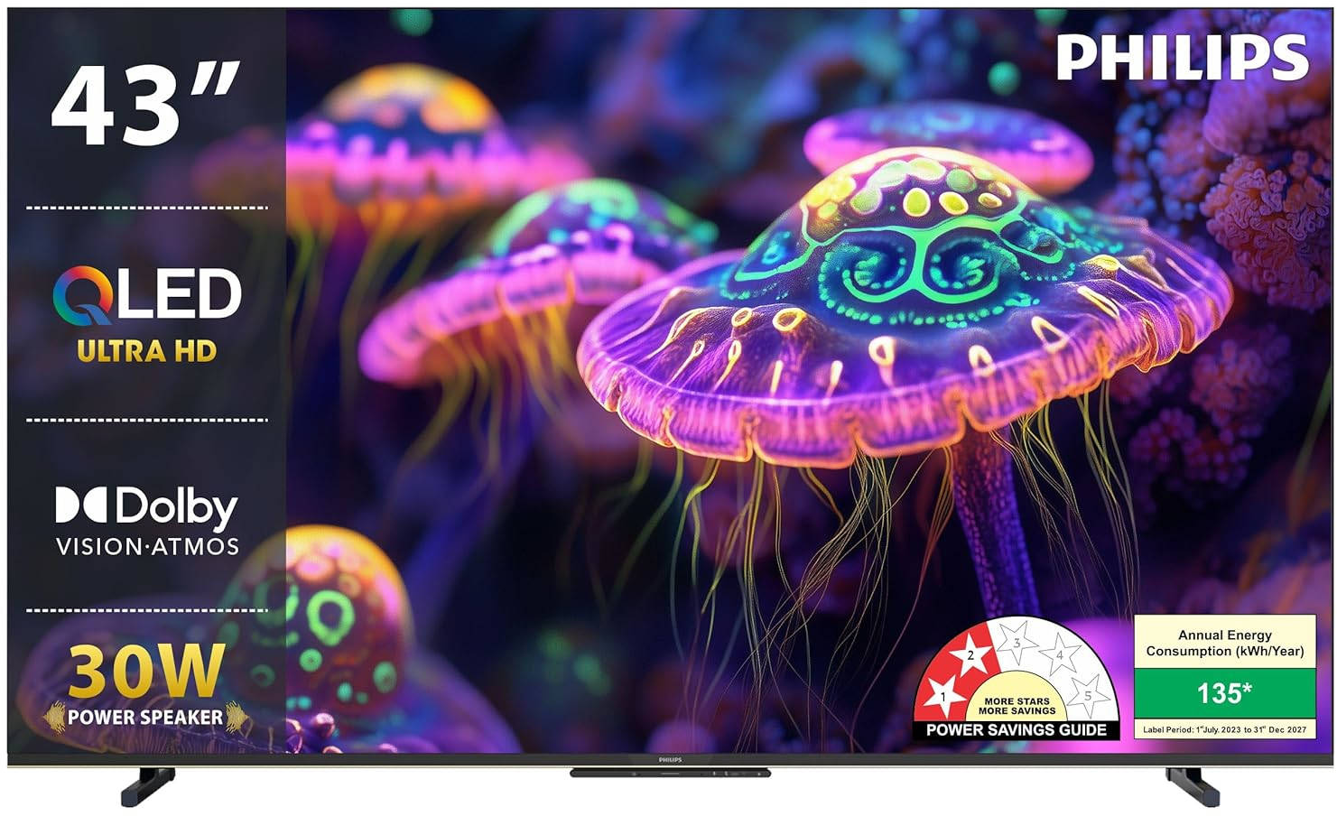 Philips Lumina Series 43PQT8100/94 43 inch (109 cm) QLED 4K TV